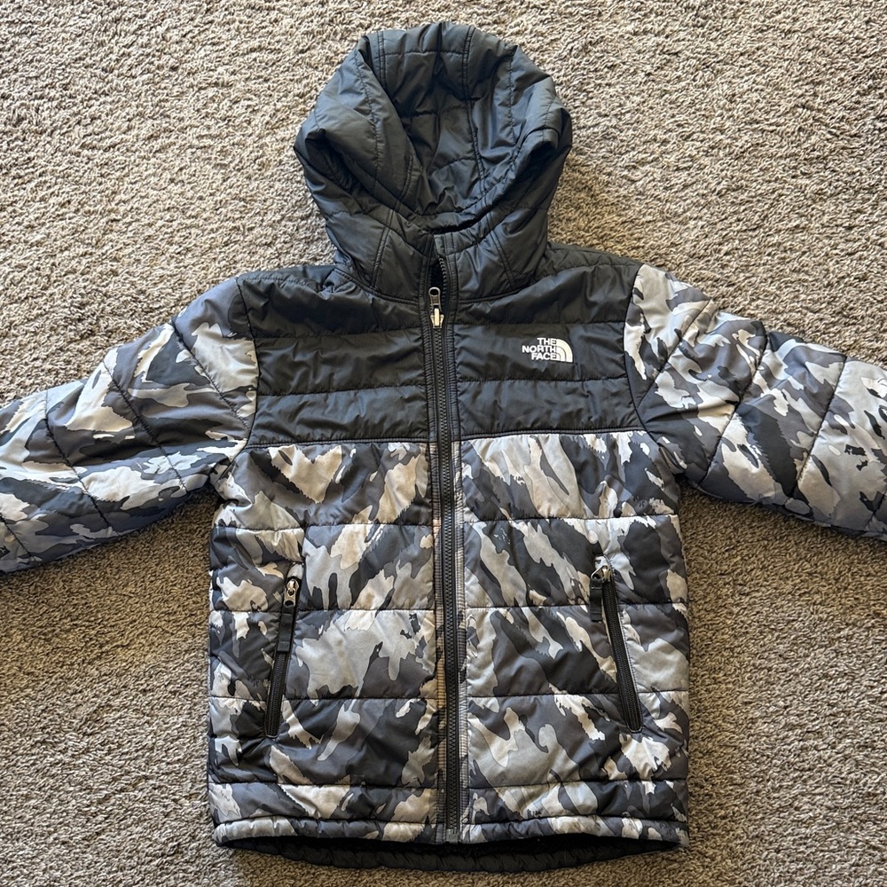 The North Face Gray Camouflage Hooded Jacket
